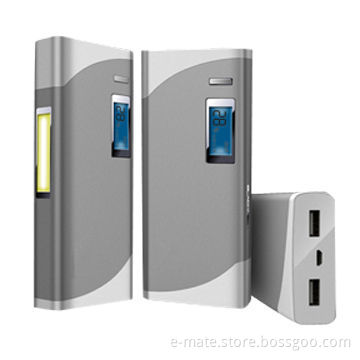 Portable aluminum power bank for tablets and smartphones, with LED lamp